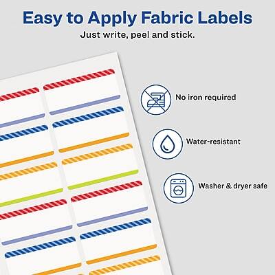 Easy to Apply Fabric Labels  
Just write, peel and stick.

- No iron required
- Water-resistant
- Washer & dryer safe