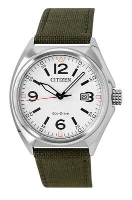 Citizen - Eco-Drive Green Nylon Strap Dial AW1571-09A 100M Men's Watch - White