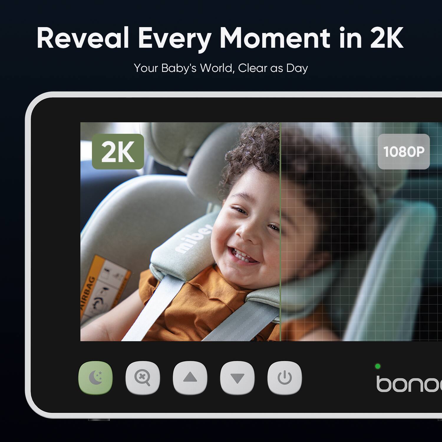 Reveal Every Moment in 2K, Your Baby's World, Clear as Day, 2K 1080P, AIRBAG, miber x bono