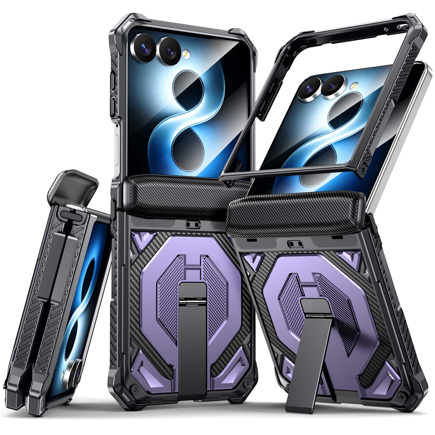 Dteck - Heavy Duty Rugged Magnetic Case For Samsung Galaxy Z Flip 7, Foldable Kickstand Shockproof Hinge Protection Cover - Purple price history on PriceWatchPro