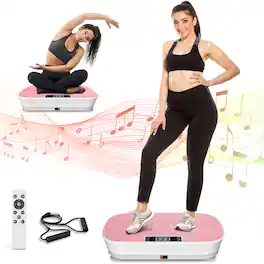 KERDOM - Vibration Plate Exercise Machine with Bluetooth 99 Speed Levels for Weight Loss, Lymphatic Drainage, Home Fitness - Pink