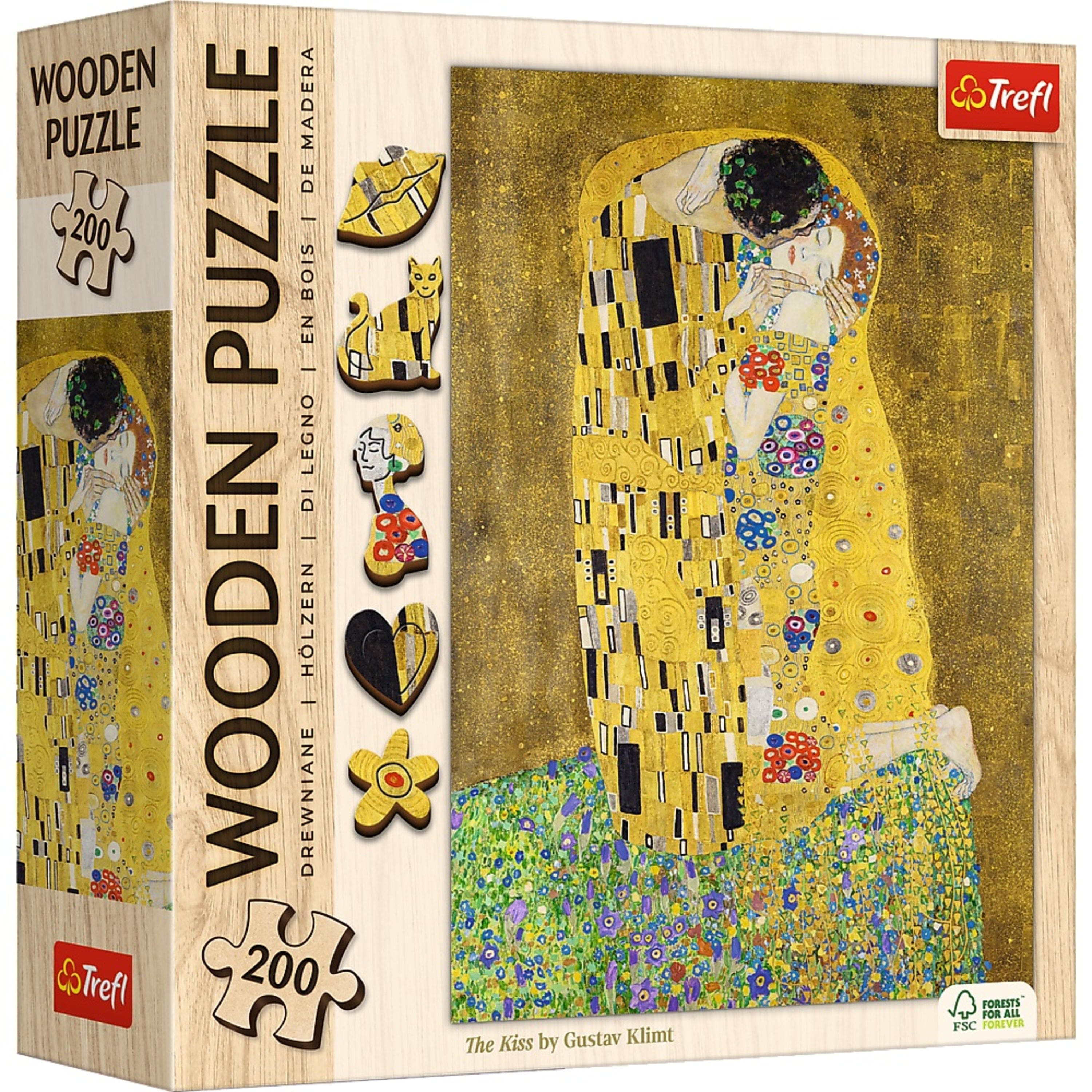 Trefl - Wood Craft 200 Piece Wooden Puzzle - Kiss - Gustav Klimt