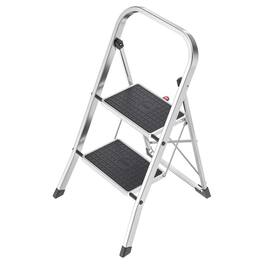 Hailo - 2-Tread Household Step Stool, 11.8" Wide Step, 330 lb Capacity, Silver - Aluminum/Black