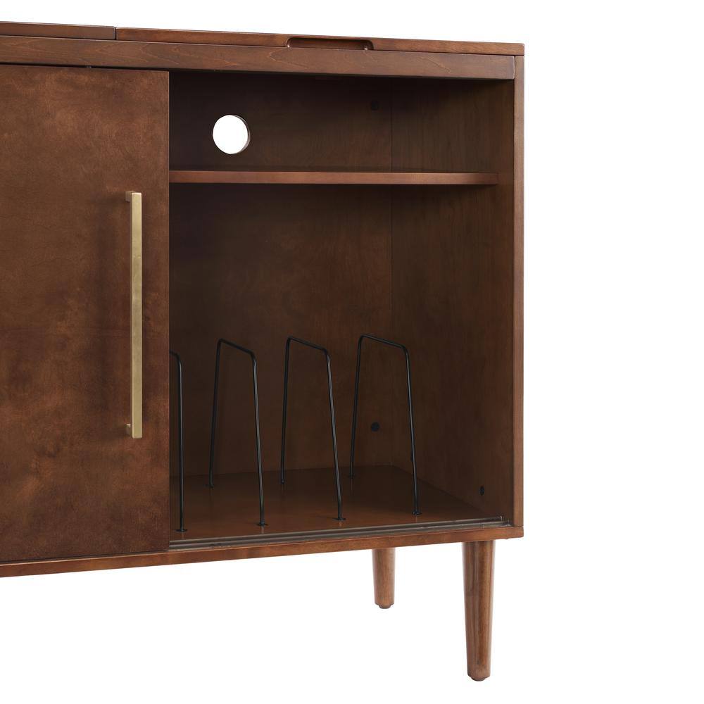 Angle. Crosley Furniture - Everett Large Record Player Cabinet With Vinyl Storage - Mahogany.