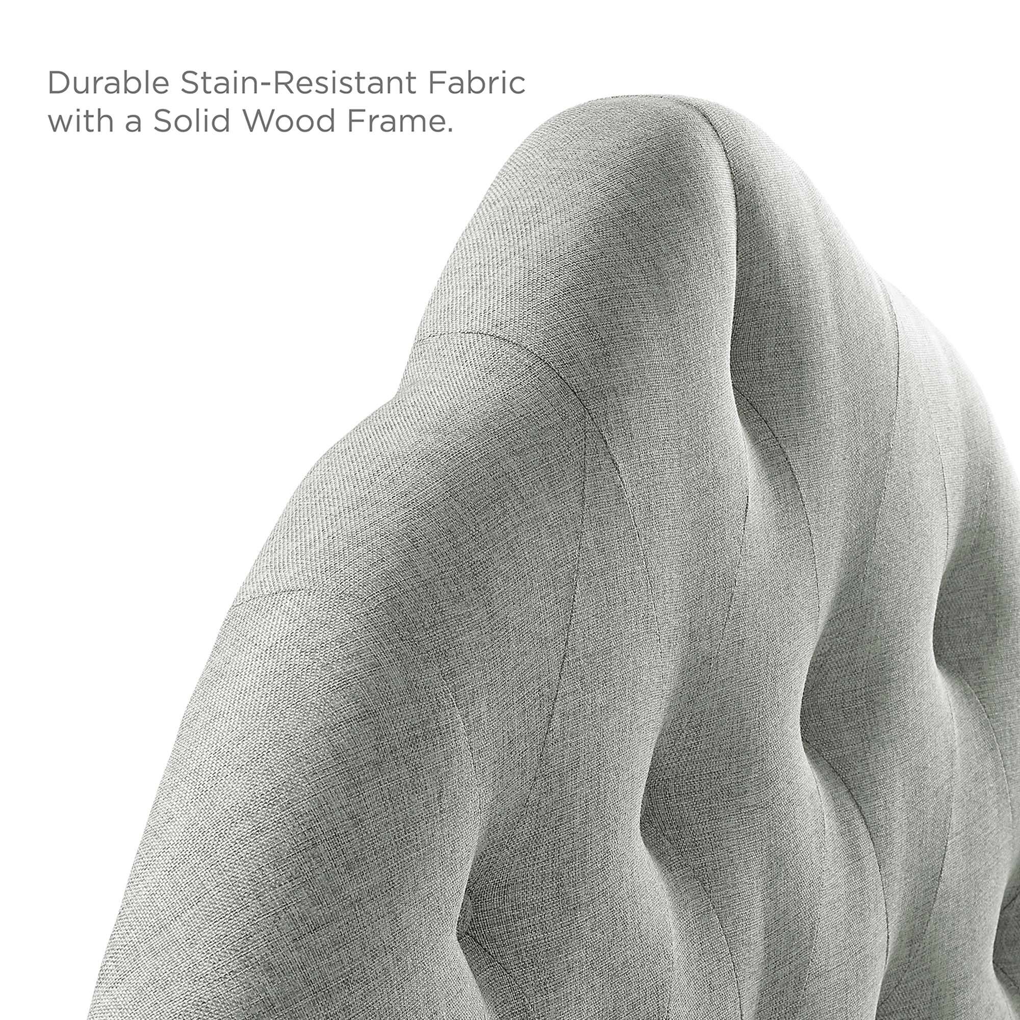 Durable Stain-Resistant Fabric with a Solid Wood Frame.