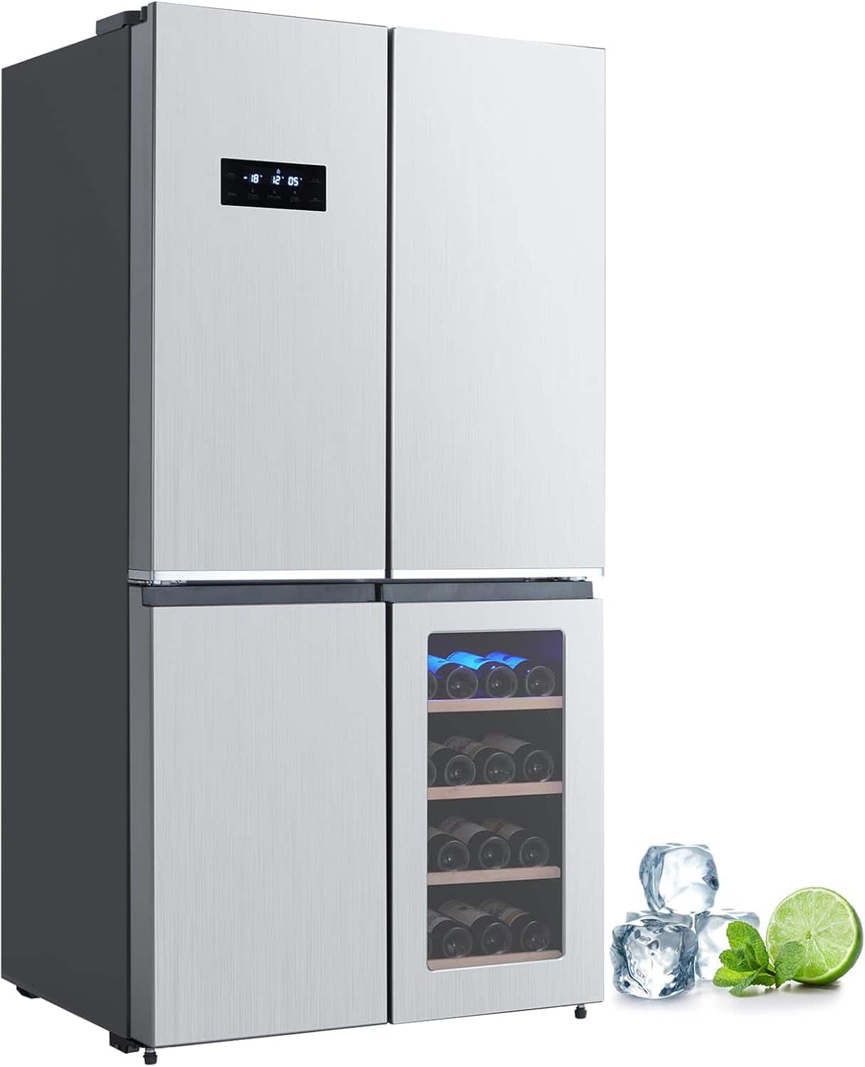 Homhougo - 36 In French Door Refrigerator, 21 Cu Ft Counter Depth, Stainless Steel - ‎Silver