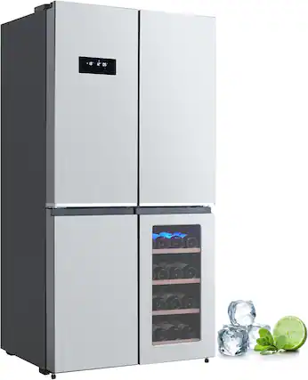 Front. Homhougo - 36 In French Door Refrigerator, 21 Cu Ft Counter Depth, Stainless Steel - Silver.