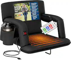 ALPCOUR
Reclining Stadium Seat
AVAILABLE IN 5 DIFFERENT COLORS
SATISFACTION GUARANTEED
- 6 Reclining Positions
- Waterproof Material
- Adjustable Armrests
- Anti-Slip Bottom
- Foldable
- Bleacher Hook
3 Heat Levels
LOW
MEDIUM
HIGH
UP TO 120°F
BATTERY LOW
INCLUDED