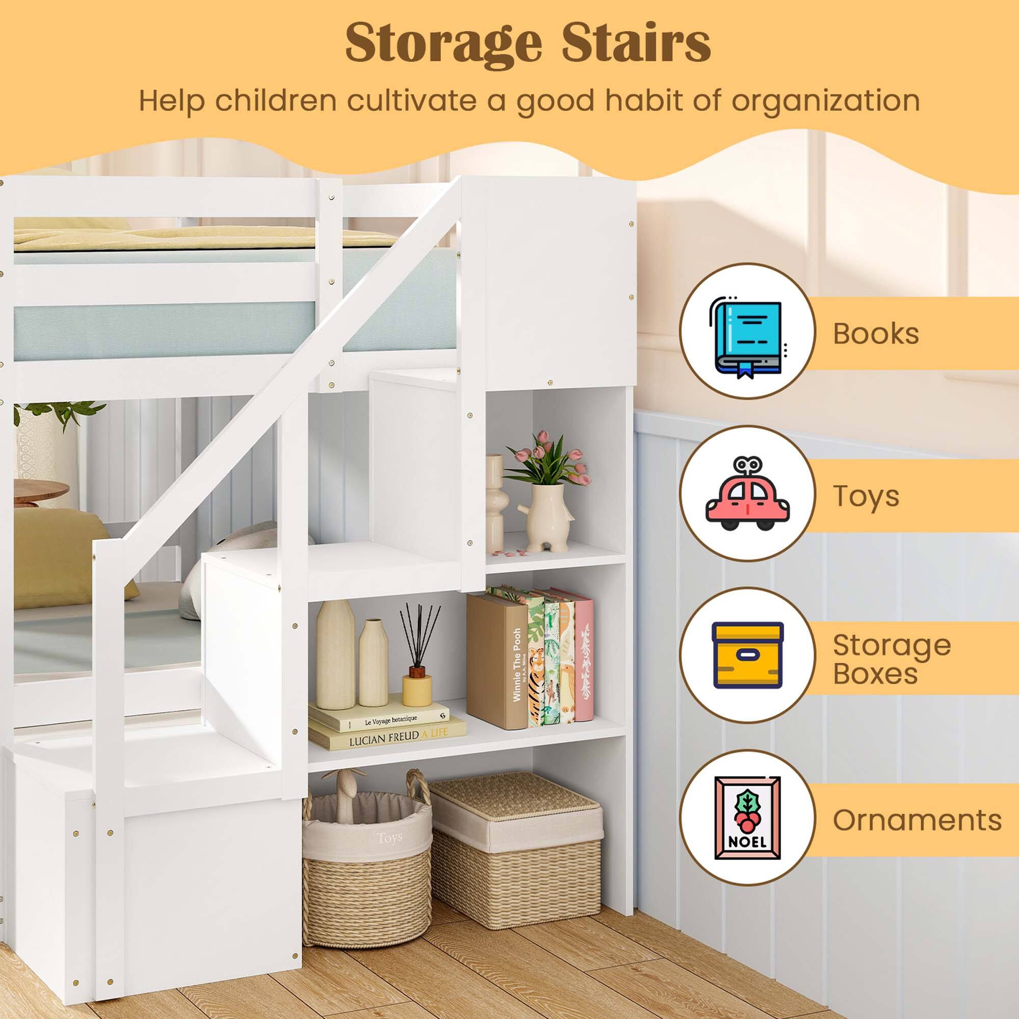 Storage Stairs  
Help children cultivate a good habit of organization  

Books  
Toys  
Storage Boxes  
Ornaments