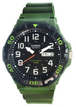 Casio - Analog Army Green Resin Band Quartz MRW-210H-3A MRW210H-3 100M Men's Watch - Black