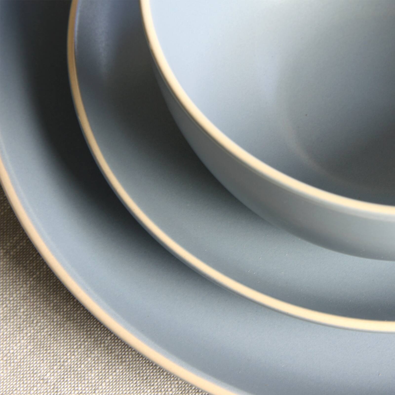 Alt View 3. Gibson - Gibson Home Rockaway 12-Piece Dinnerware Set in Matte Blue - Matte Blue.