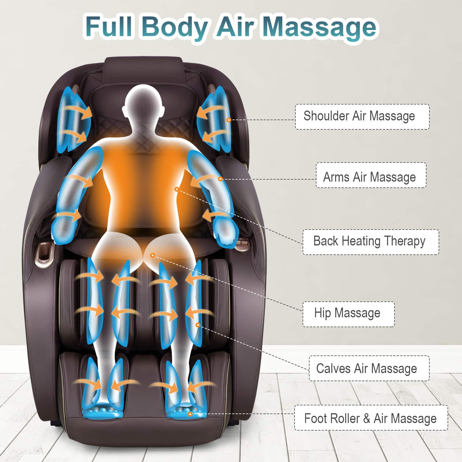 Relaxe Zero Gravity Shiatsu Massage Chair With Cushion (SL Track