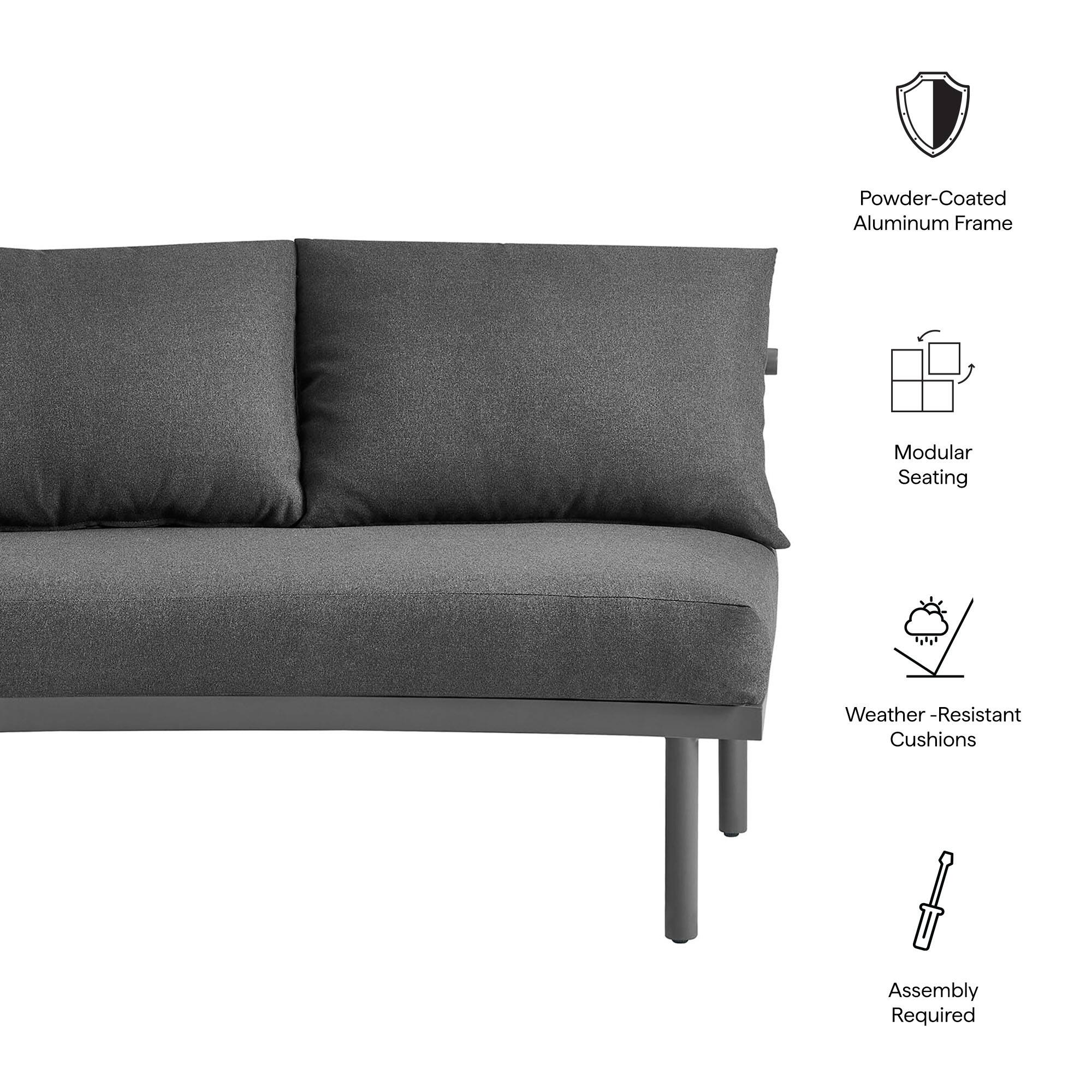 Powder-Coated Aluminum Frame  
Modular Seating  
Weather-Resistant Cushions  
Assembly Required