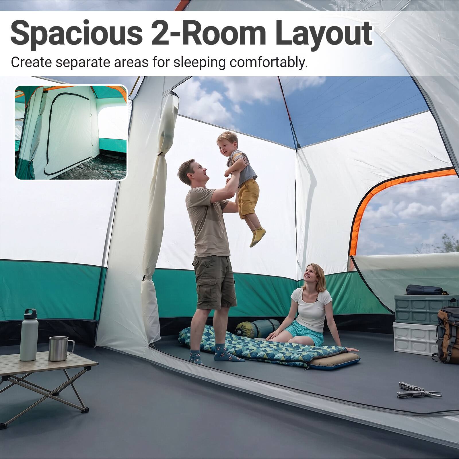 Spacious 2-Room Layout  
Create separate areas for sleeping comfortably.