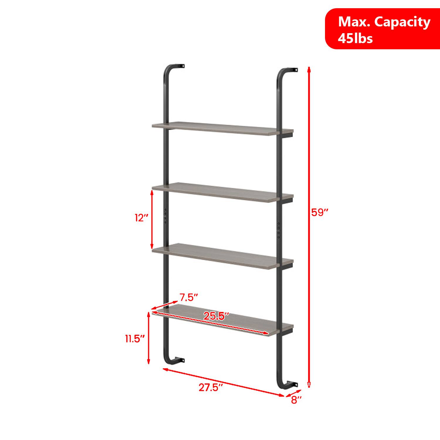 Max. Capacity 45lbs  
12"  
59"  
7.5"  
25.5"  
11.5"  
27.5"  
8"