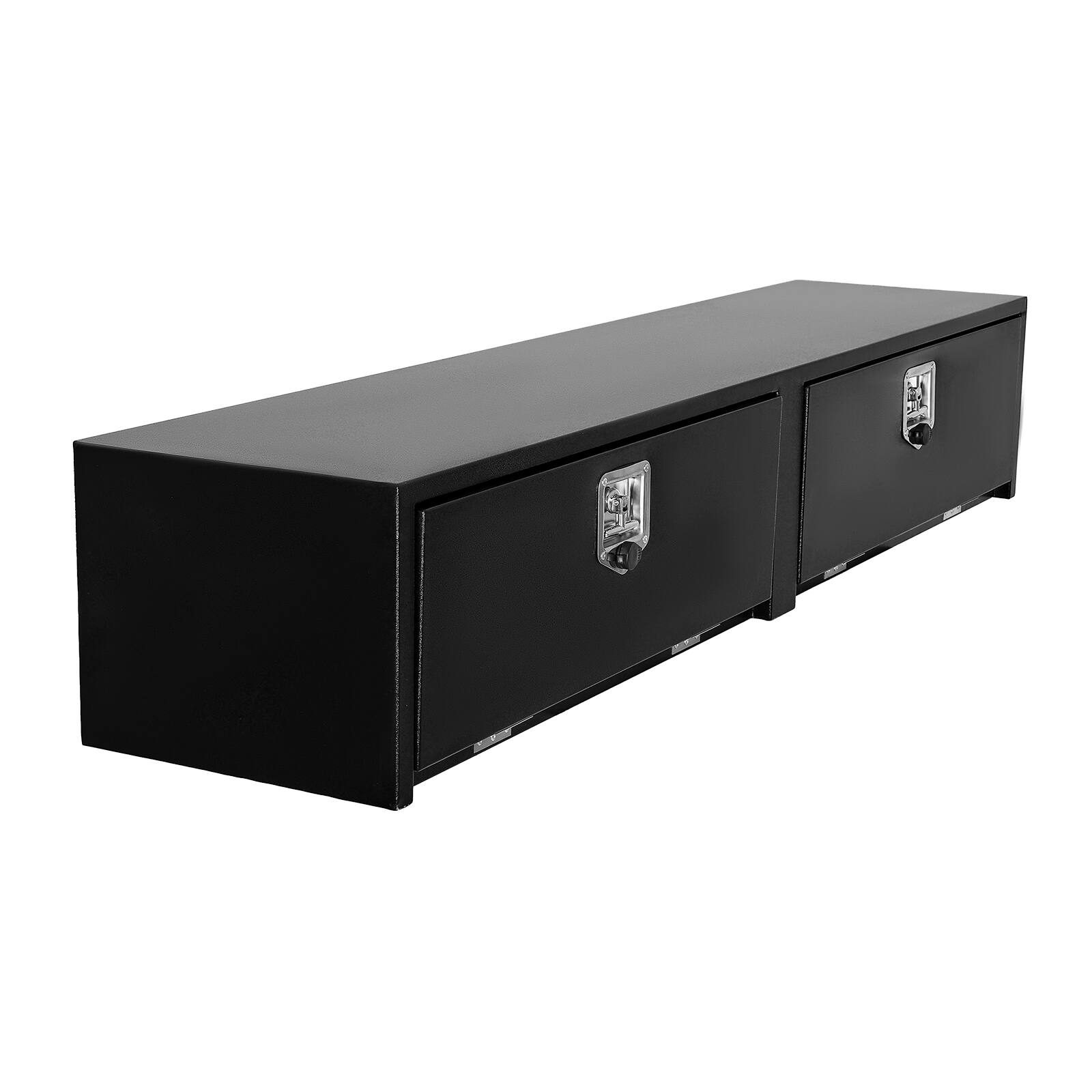 Alt View 5. VEVOR - Truck Tool Box, 72 x 13 x 16 Inch, Black Carbon Steel Topsider Toolbox with Dual Drop Doors, Heavy Duty Lockable Storage - Black.