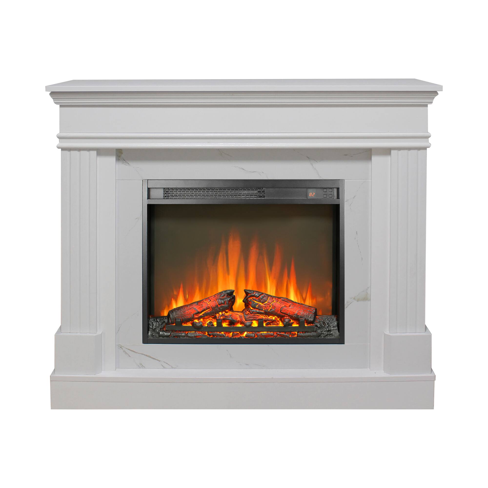 Front. TinyHomie - 44inch Electric Fireplace with Mantel 23inch Insert Heater Realistic Flame Remote Timer.