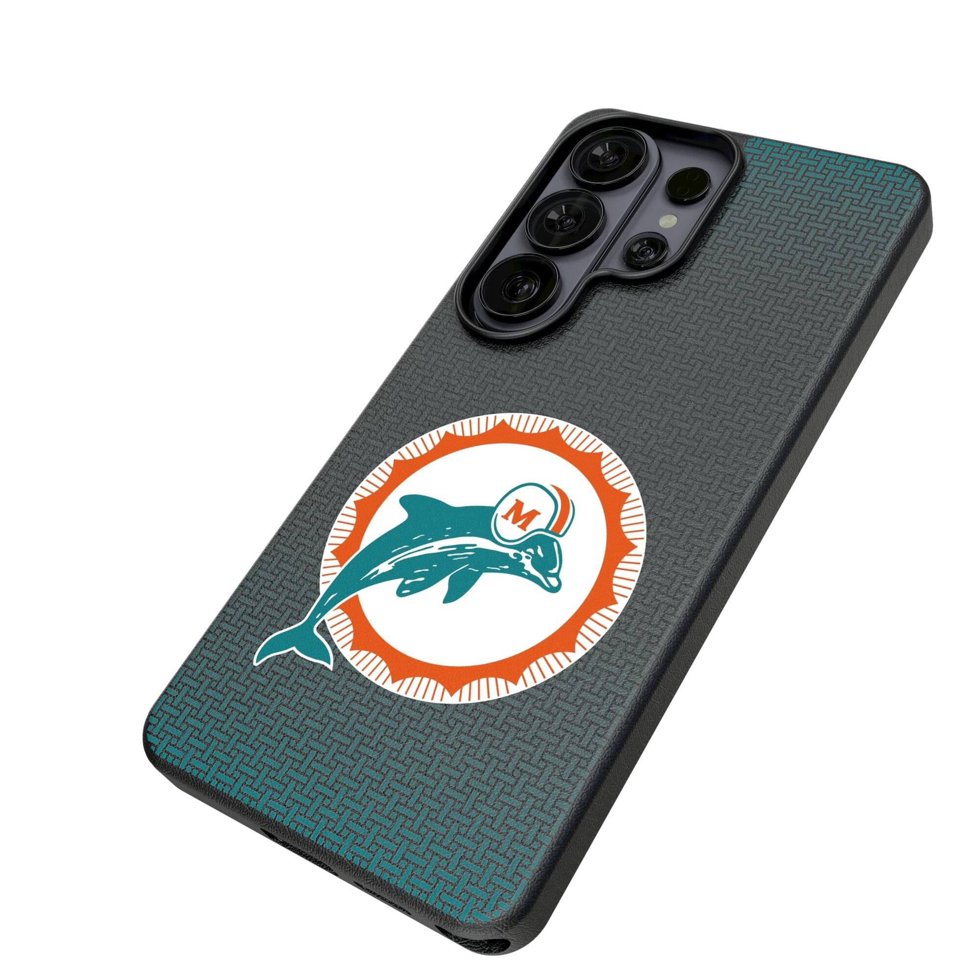 Alt View 1. Keyscaper - Miami Dolphins Historic Collection 1966-1973 Galaxy Magnetic Bump Case - S25 Ultra - Black.