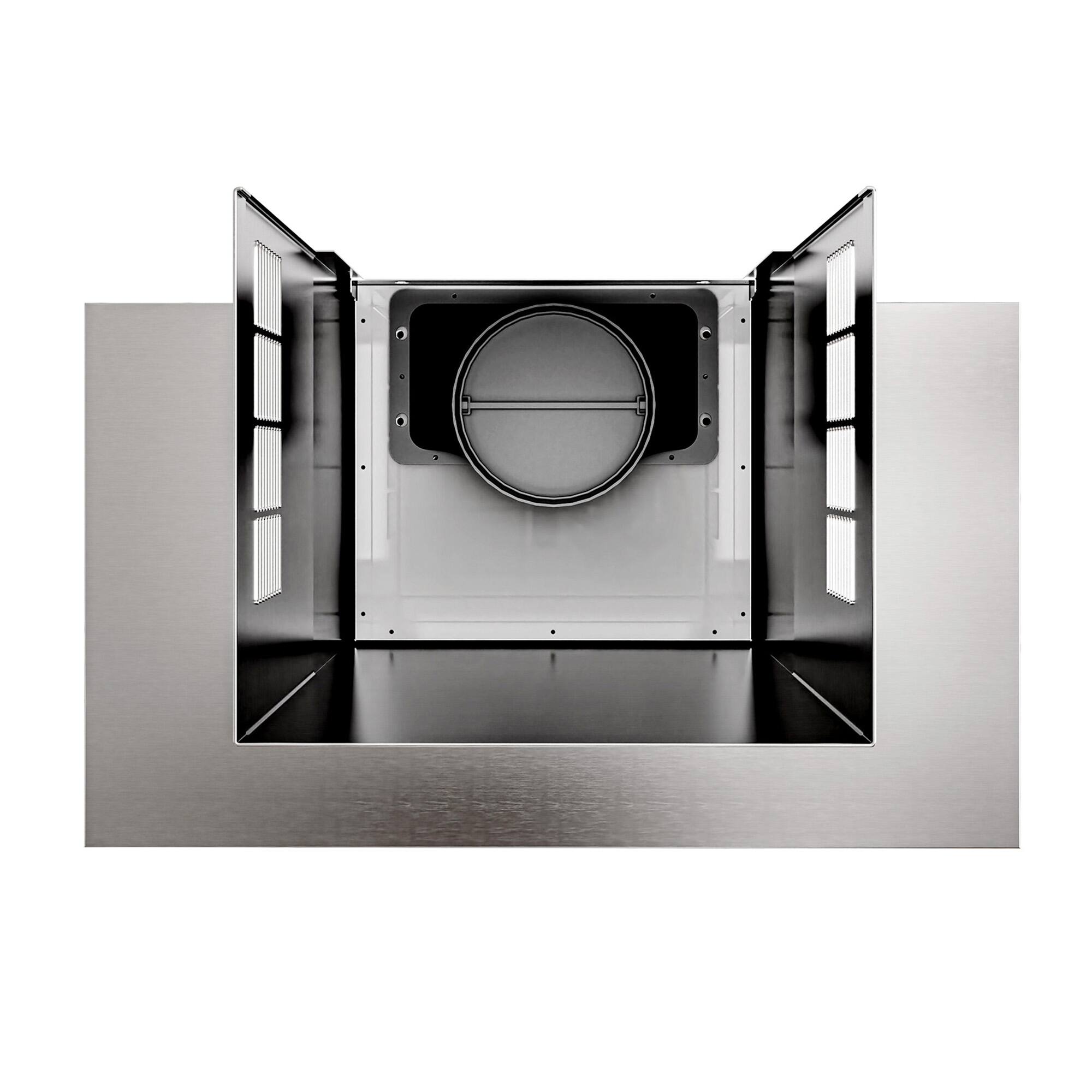 Back. Onefly - 30 Inches - Externally Vented - Wall Mount Range Hood - silver.