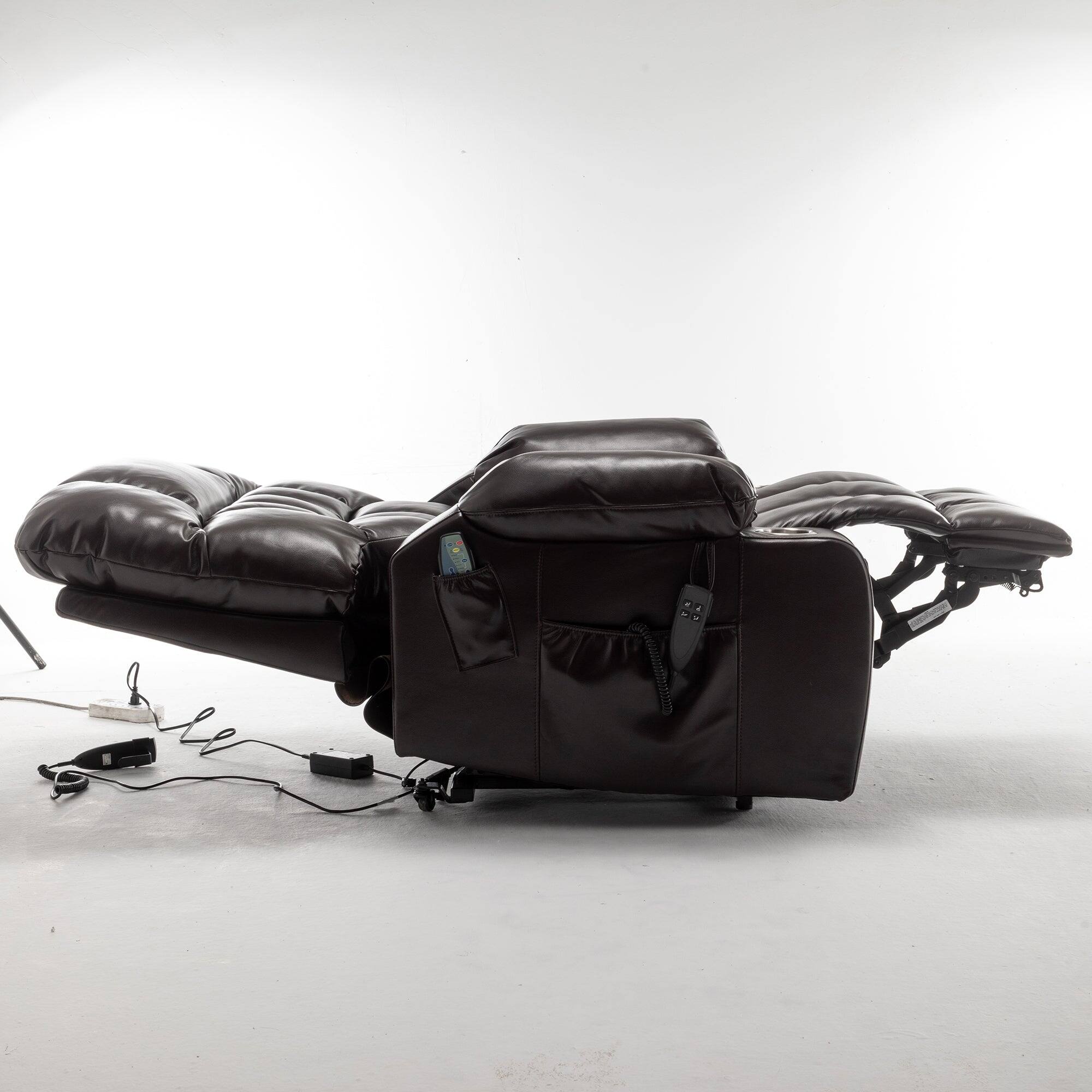 Alt View 3. Boyel Living - Lift Chair for Big and Tall Person 2 OKIN Motor Heat Massage 2 Remote 2 Cup Holder 2 Pockets - WINE RED.