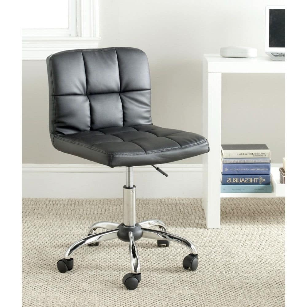 Hivvago - Modern Faux Leather Cushion Home Office Desk Chair - Black