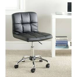 Hivvago - Modern Faux Leather Cushion Home Office Desk Chair - Black