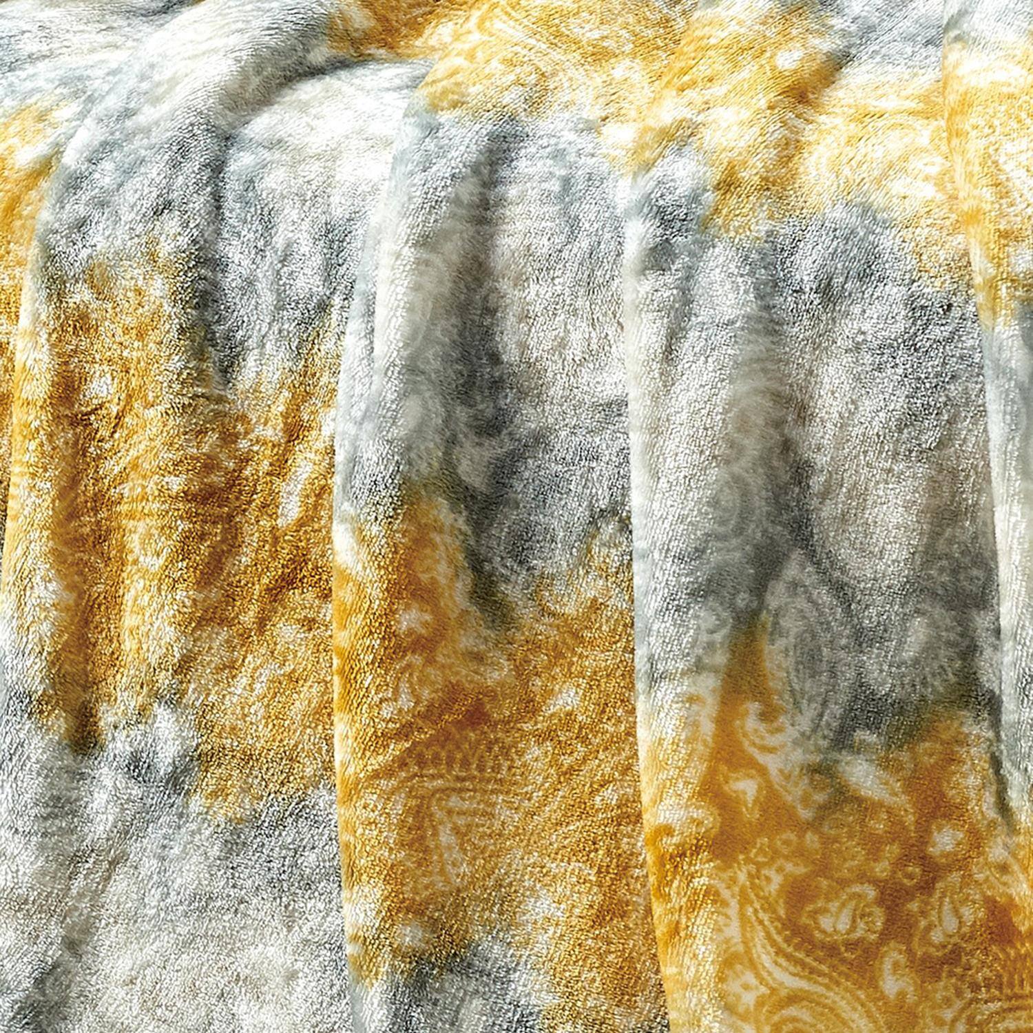 Alt View 3. Noble House - Plazatex Cillia All Season Plush Decorative Throw Blanket 50" x 60" Grey & Yellow - Grey & Yellow.