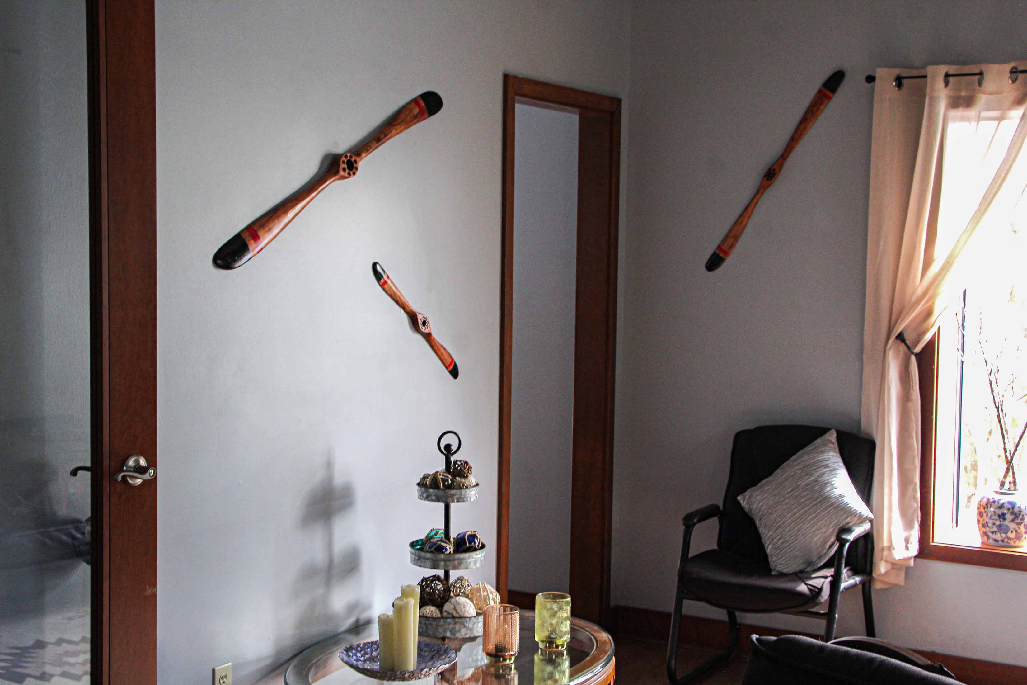 Alt View 5. Zeckos - 36 Inch Hand Carved Wooden Propeller Vintage Aviation Home Decor Wall Sculpture - Multicolored.