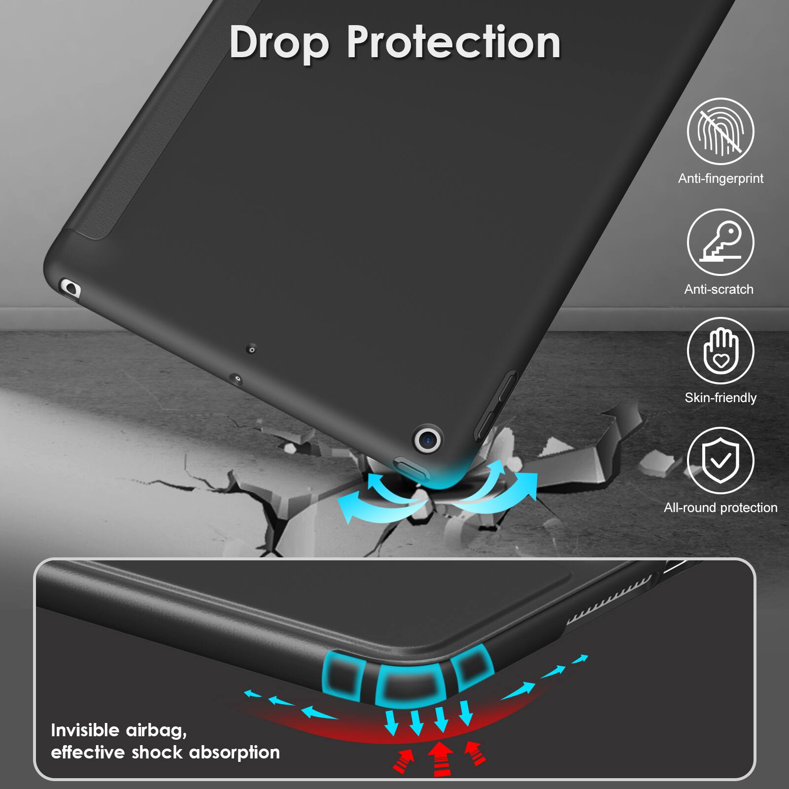 Drop Protection, Anti-fingerprint, Anti-scratch, Skin-friendly, All-round protection, Invisible airbag, effective shock absorption