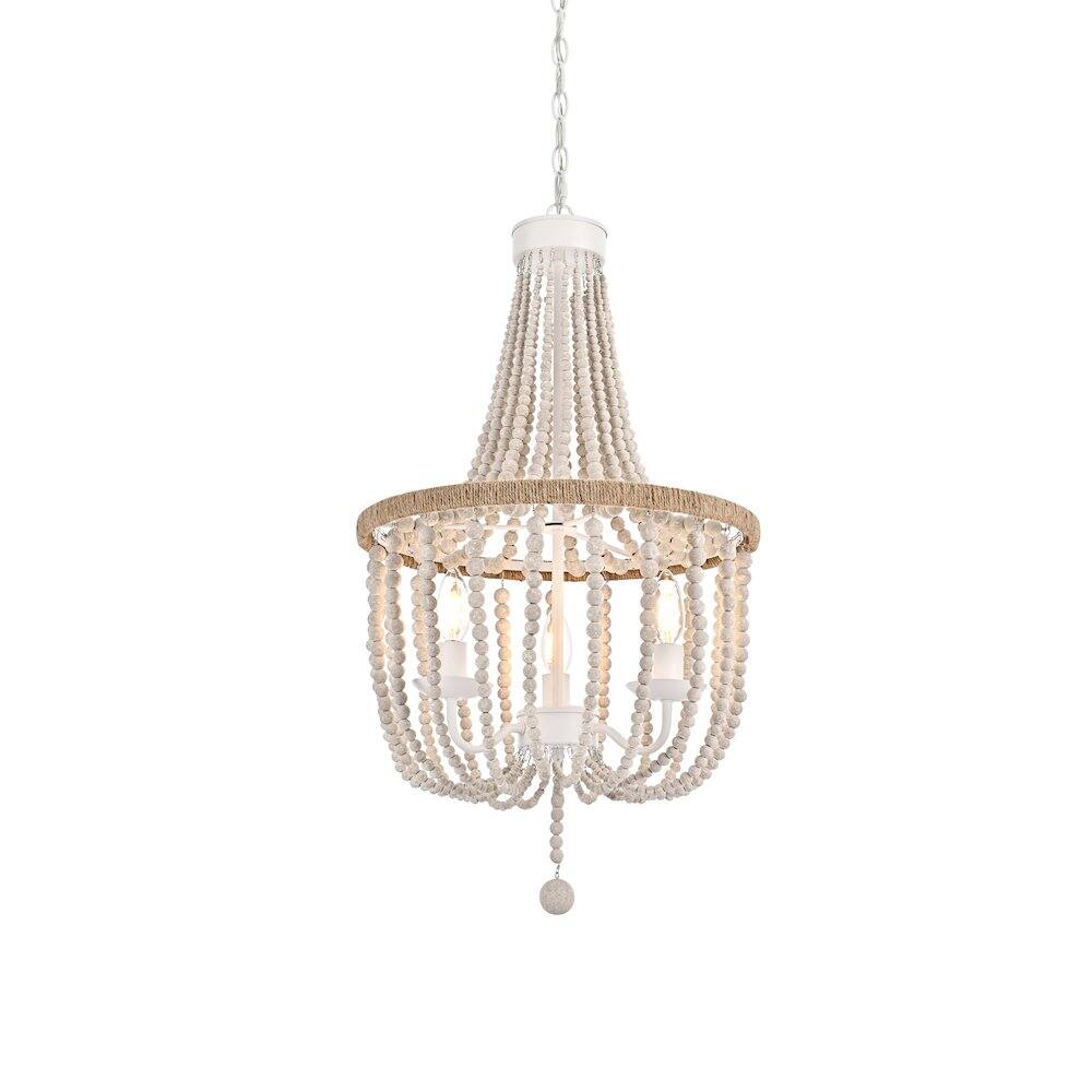 Left. Living District - Jolie 16 Inch Beaded Pendant In Antique White - Antique White.