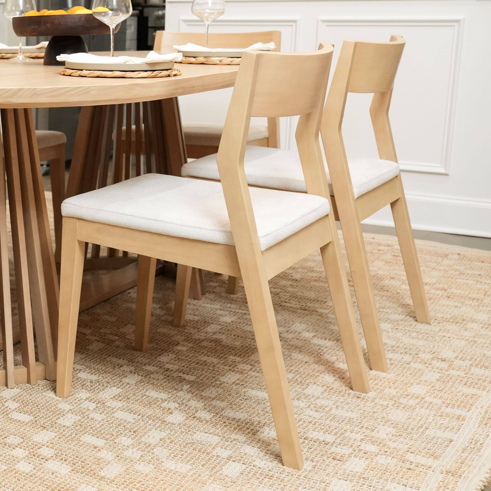 Alt View 7. Plank+Beam - Dining Chair Frame (1 Pack), Blonde with Cream Cushion - Blonde.