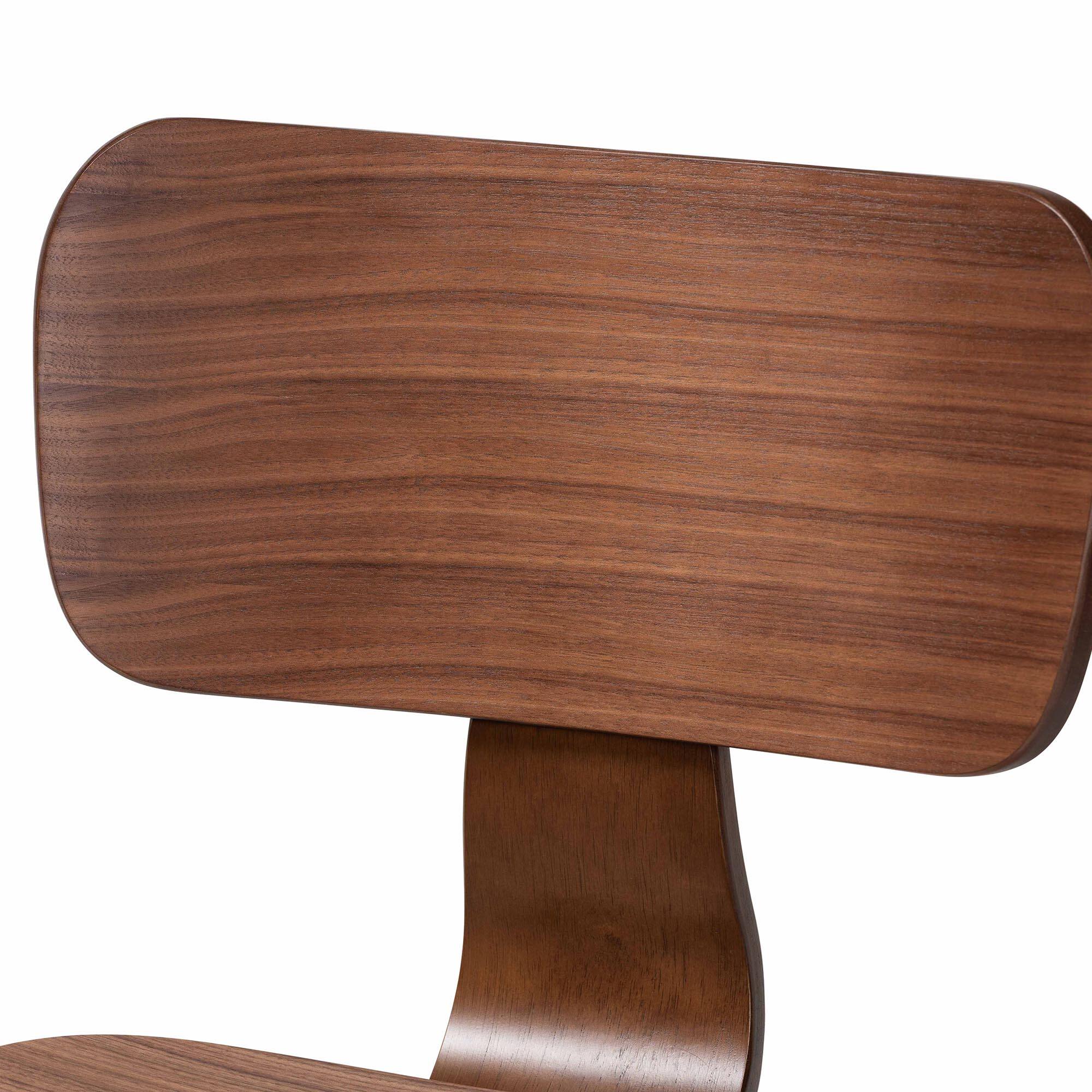 Back. Baxton Studio - Billie Wood 2-Piece Dining Chair Set - Bentwood Frame Seating with Contoured Seat, Mid-Century Style Side Chair - Walnut Brown.