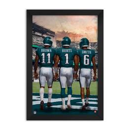 Sporticulture - A.J. Brown, Jalen Hurts & DeVonta Smith Philadelphia Eagles Framed Three-Player Art Print - Green