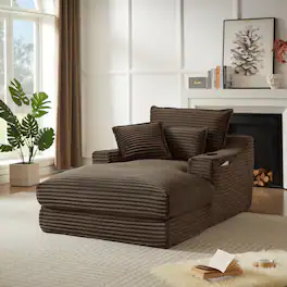 Loheer - Loheer- 3.94 ft Brown Lounge Chair Cushioned Compression Sofa Modern Small Sofa for Apartment Living Room - Brown