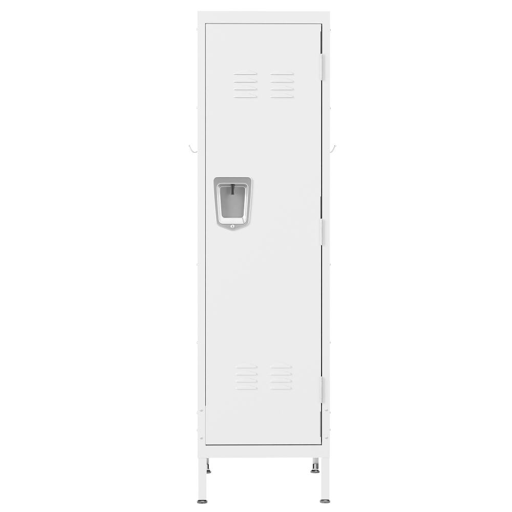 Alt View 10. Loheer - Loheer Tall Metal Wardrobe Cabinet Slim Steel Clothing Locker with Ventilated Door Lock and Side Hooks for Home Office - Matte White.