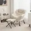 Left. Costway - Lazy Sofa Armchair with Folding Footrest and Storage Pocket - Beige.