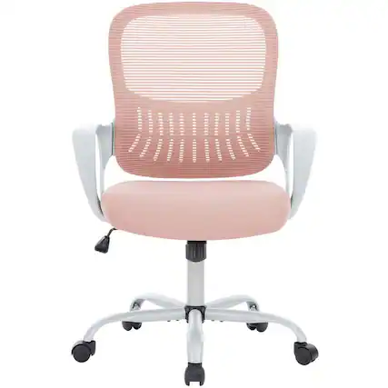 Front. Kadyn - 41.5" Tall Office Chair for Standing Desk - Adjustable Counter Height Chair with Foot Ring for Home Office - Pink.
