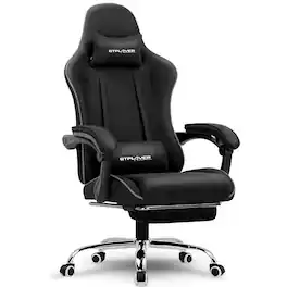 GTPlayer - Gaming Chair Breathable Fabric Ergonomic Computer Desk Chair - Black