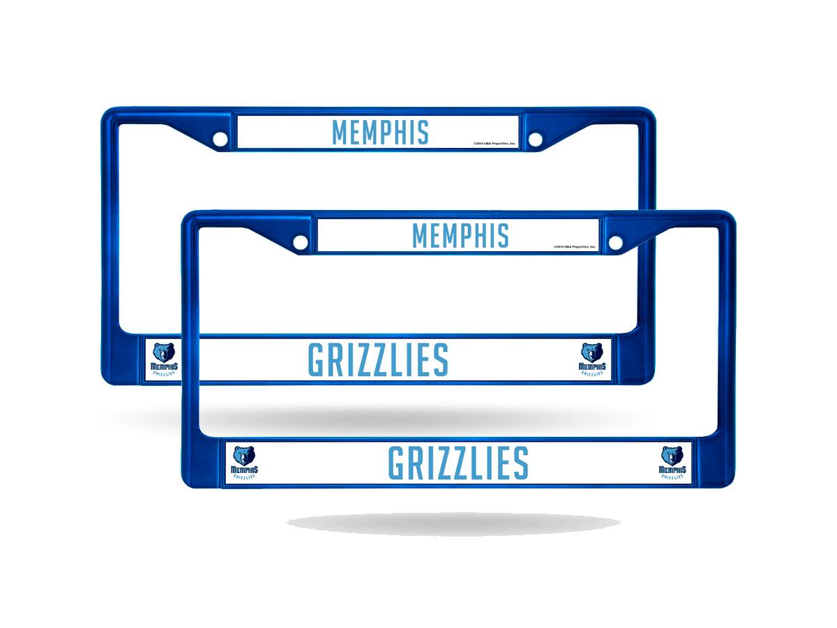 Memphis Grizzlies Blue Chrome Metal License Plate Frame - Set of 2 Frames