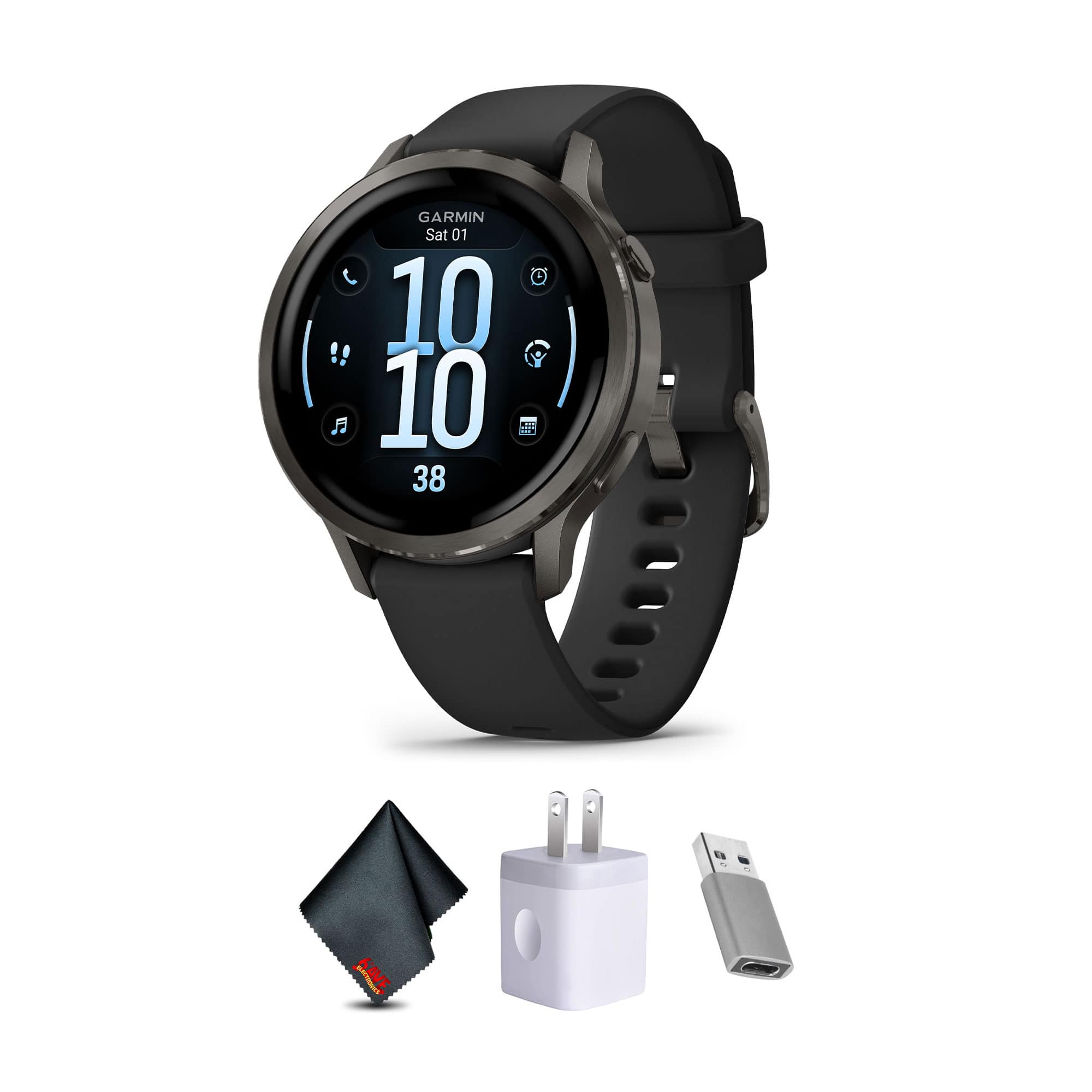 Garmin - Venu 4, 41mm, Advanced Health and Fitness GPS Smartwatch, Slate with Black Silicone Band - Slate with Black - (2025)