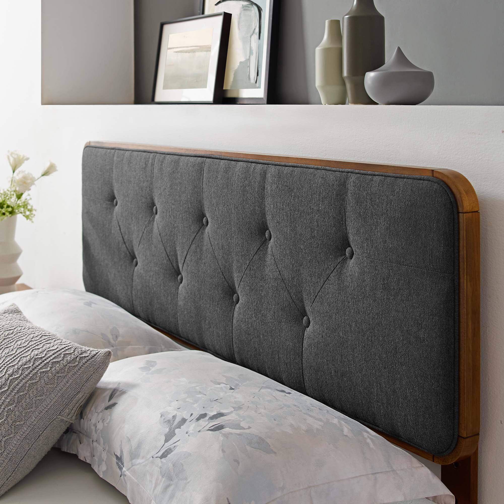Alt View 2. Modway - Collins Tufted Fabric and Wood Full Headboard by Modway - Black.