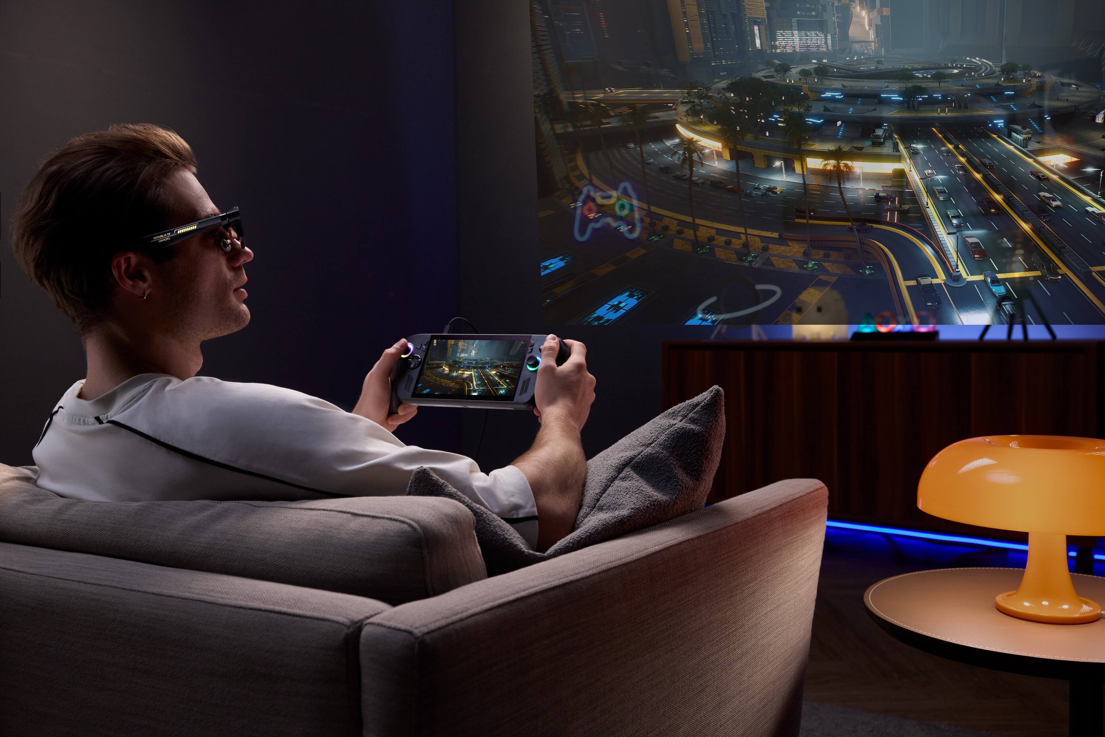 Alt View 8. ASUS - ROG XREAL R1 Edition 20 Gaming AR Glasses - 171" FHD 240Hz 0.01ms for ROG Ally, PC, and Console (B/Broad IPD 66-75mm) - Black.