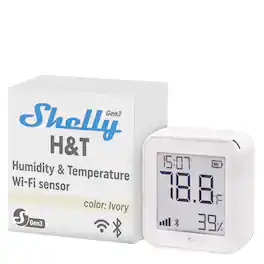 Shelly - H&T Gen3 Wi-Fi and Bluetooth Smart Temperature & Humidity Sensor with Remote App Control & Monitoring - Ivory