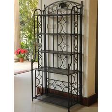 Front. International Caravan - International Caravan Iron 5-Tier Bakers Rack - Antique Black.