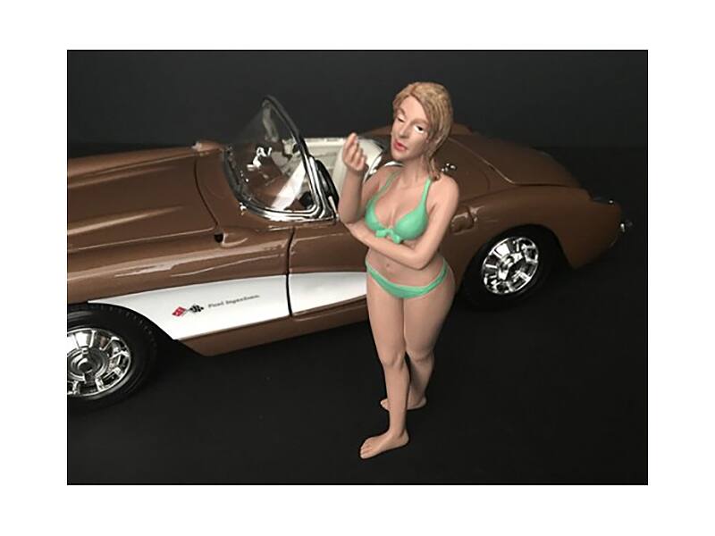 Alt View 2. American Diorama - August Bikini Calendar Girl Figurine for 1/24 Scale Models by American Diorama.
