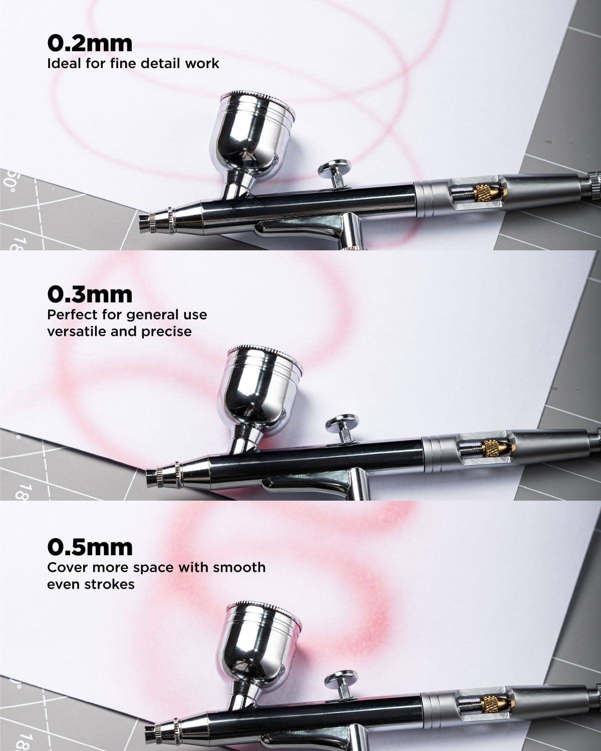 0.2mm  
Ideal for fine detail work  

0.3mm  
Perfect for general use  
versatile and precise  

0.5mm  
Cover more space with smooth even strokes