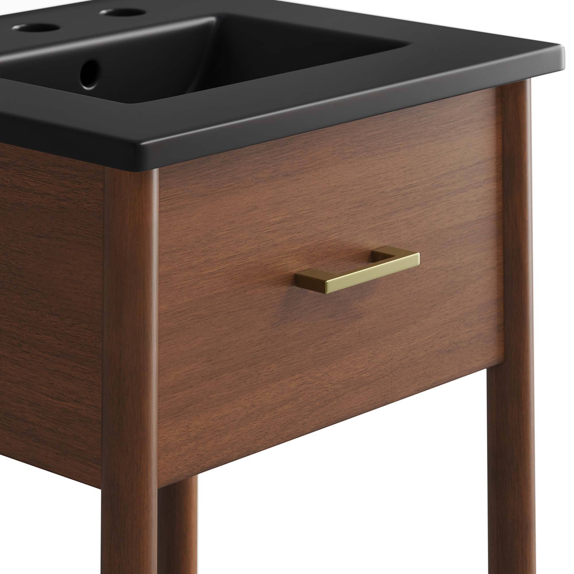 Alt View 5. Modway - Zaire Bathroom Vanity Basin Included by Modway - Walnut Black.