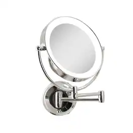 Zadro - LED Lighted Wall Mounted Makeup Mirror with 10X/1X Magnifications & Extendable Arm - Chrome