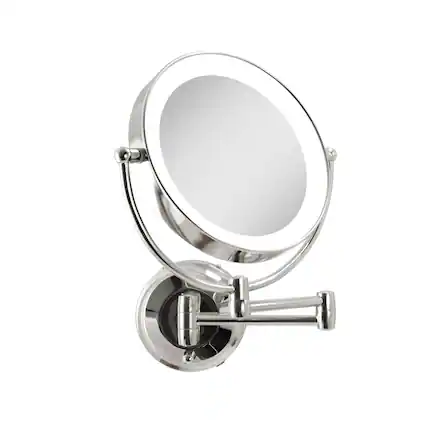 Front. Zadro - LED Lighted Wall Mounted Makeup Mirror with 10X/1X Magnifications & Extendable Arm - Chrome.