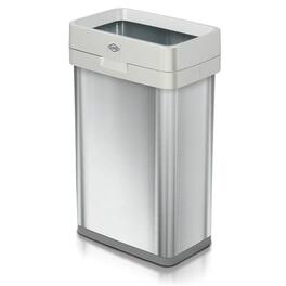 Clorox - Trash Can, 13 Gallon Stainless Steel Slim Open Top Garbage Bin, Silver - Silver, Grey